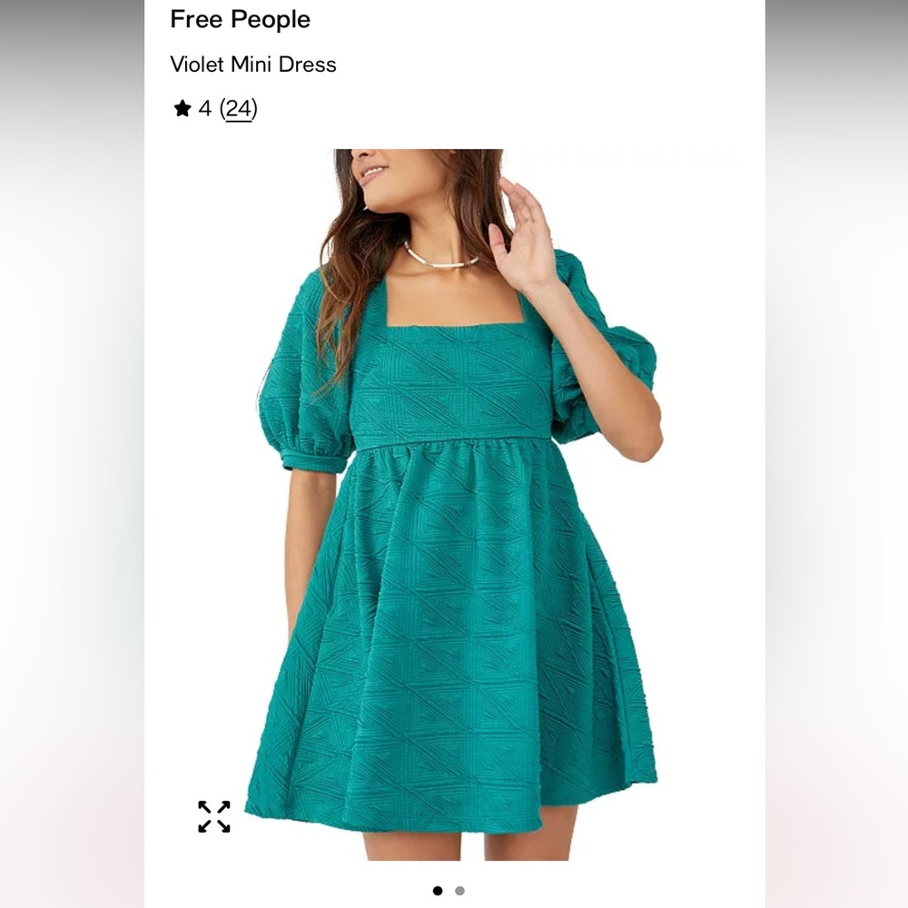 Free People Turquoise Puff Sleeve Dress